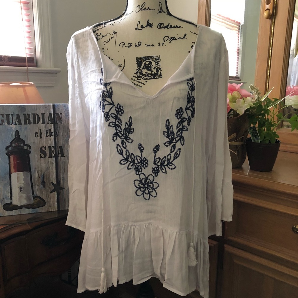 UNIQUE SPECTRUM TUNIC size 1X 100% Rayon